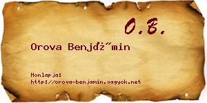 Orova Benjámin névjegykártya