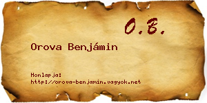 Orova Benjámin névjegykártya